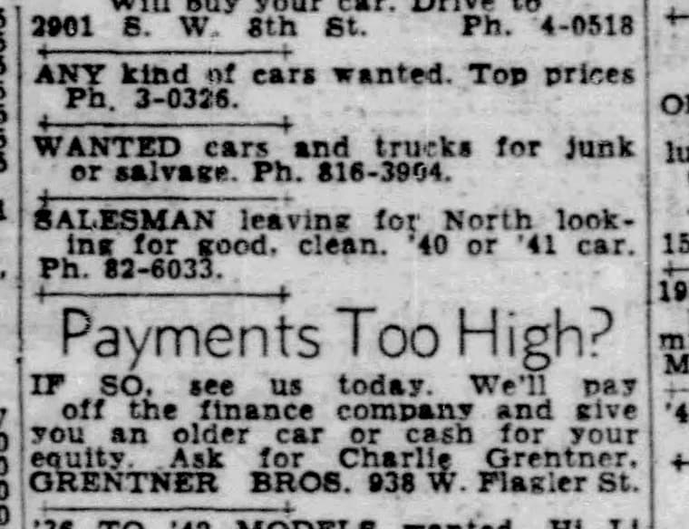 The Miami Herald c. 1940s: Payments Too High?