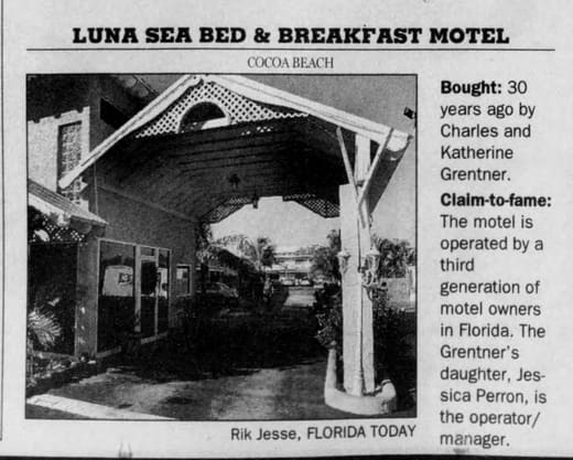 2005 Florida Today business profile box on the Luna Sea Bed and Breakfast Motel.