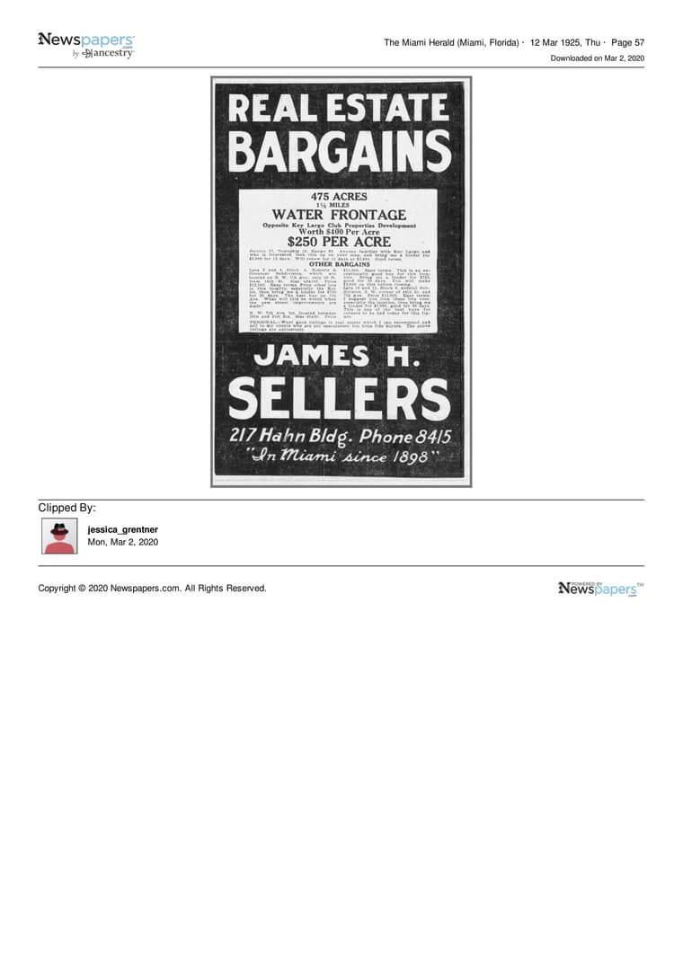 The Miami Herald 1925: Real Estate Bargains