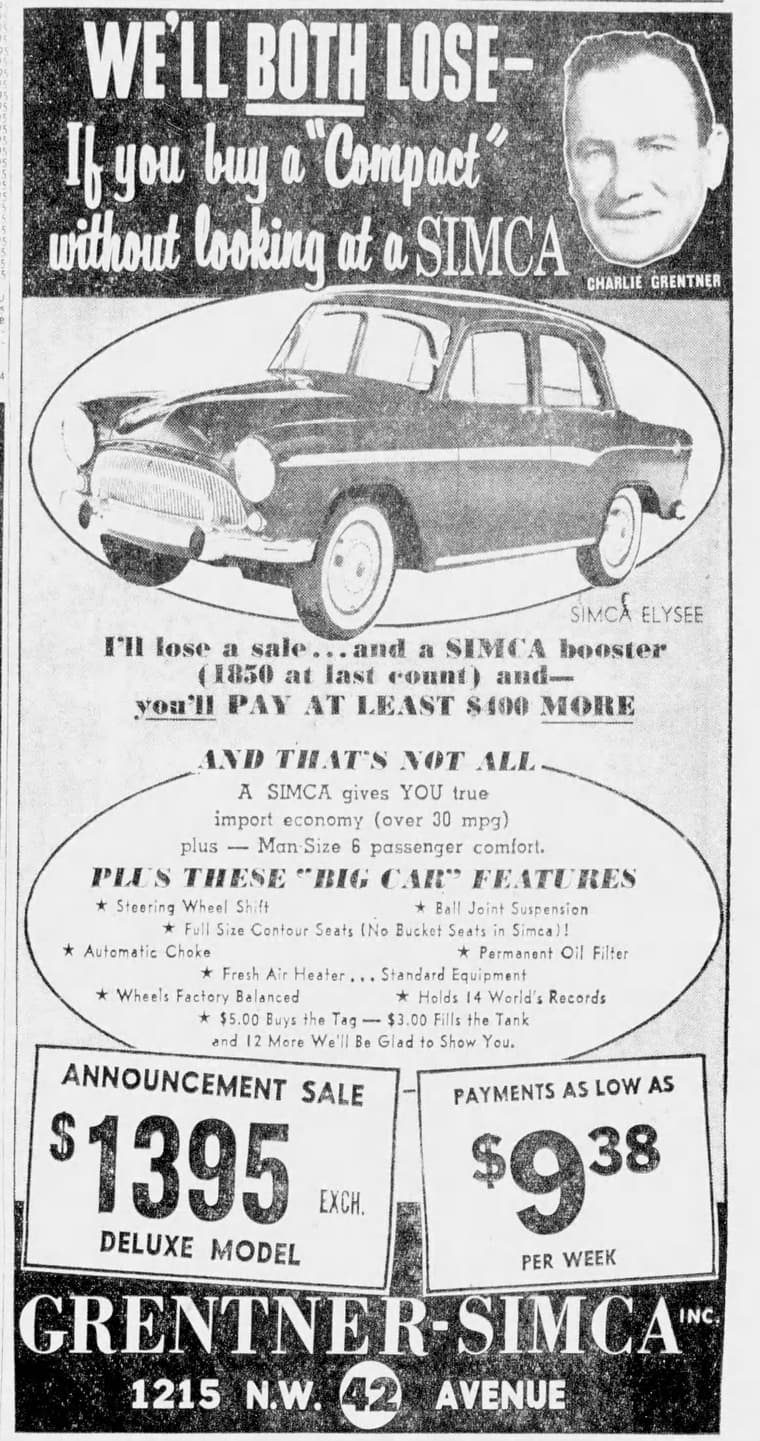 The Miami Herald 1960: We ll Both Lose — If you buy a Compact without looking at a Simca