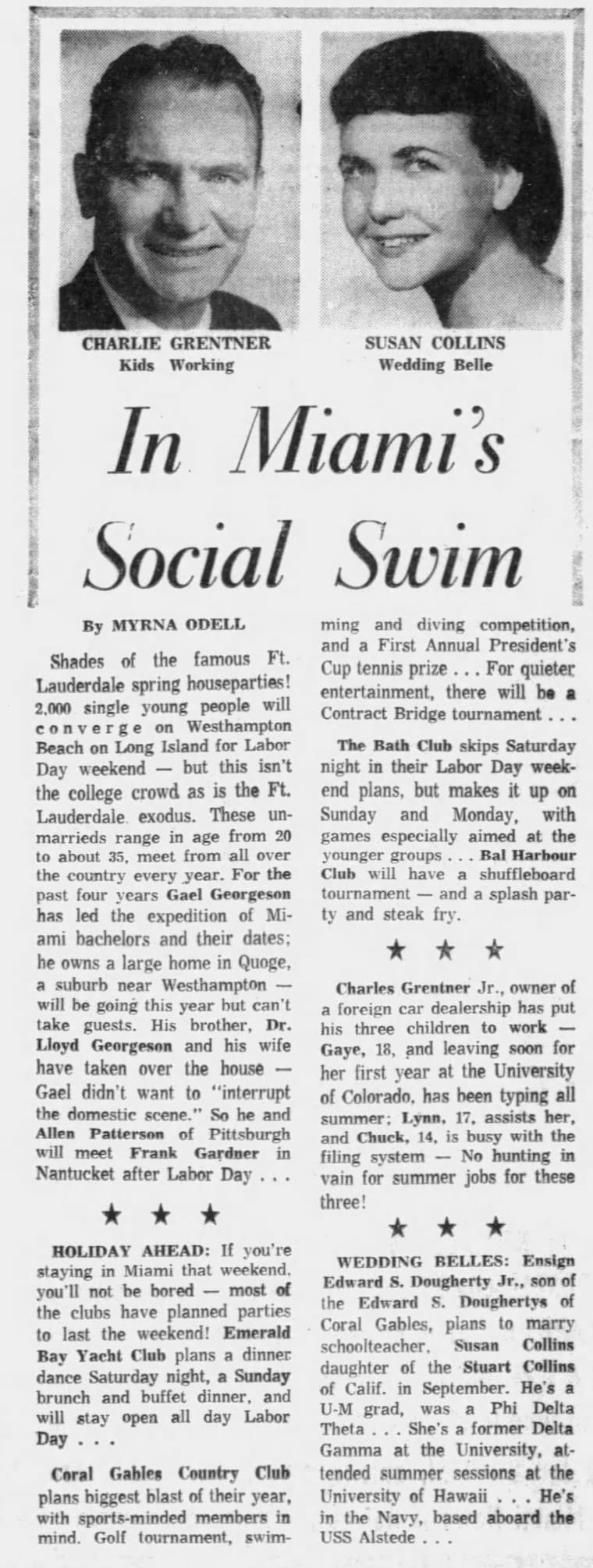 The Miami News 1961: In Miami s Social Swim — Kids Working