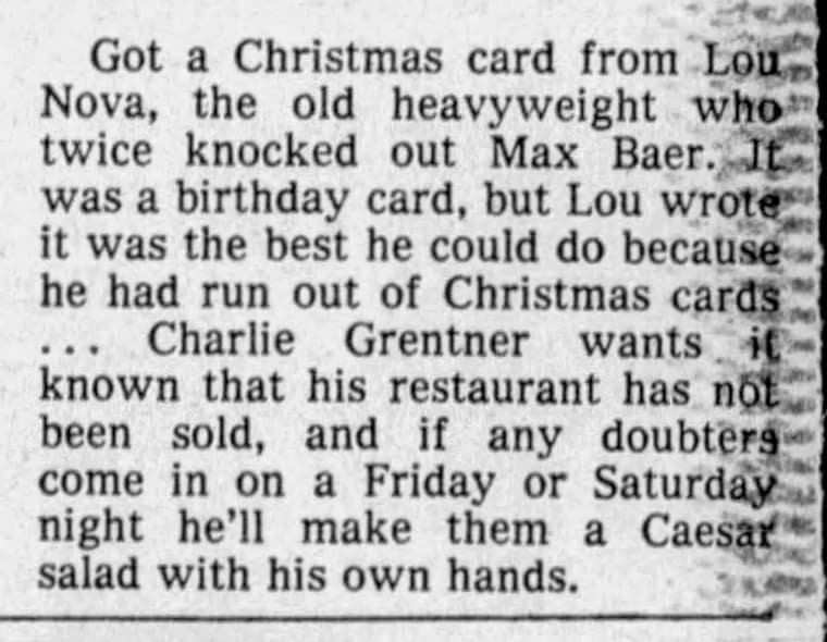 The Miami Herald 1976: Got a Christmas card from Lou Nova