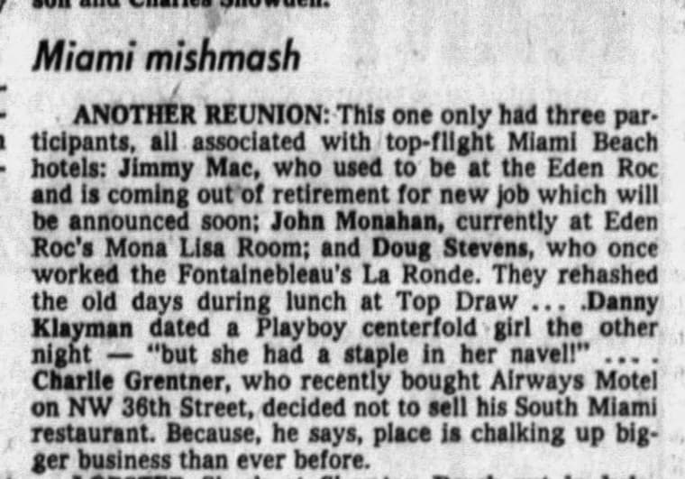 The Miami News 1977: Miami mishmash — Another Reunion