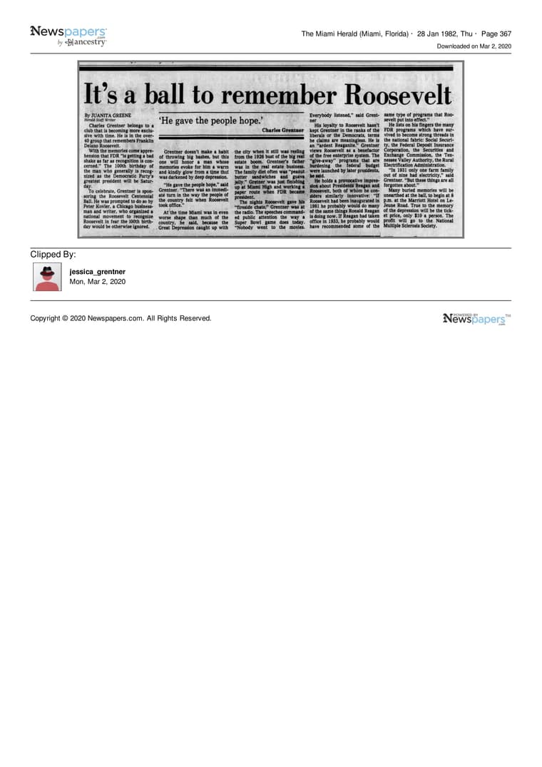 The Miami Herald 1982: It s a ball to remember Roosevelt