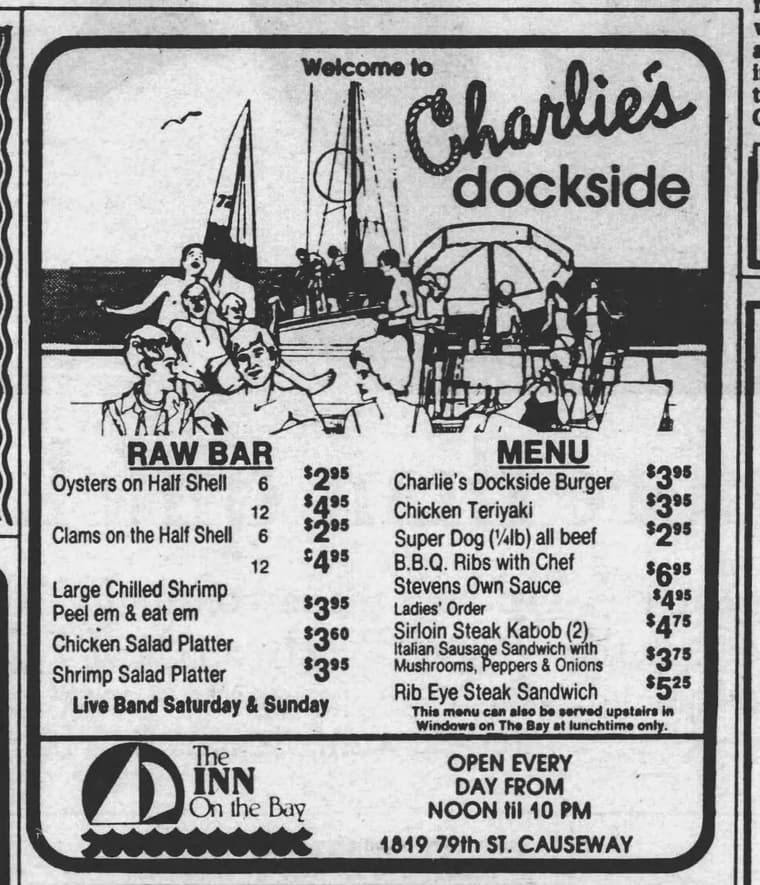 The Miami Herald 1986: Welcome to Charlie s dockside