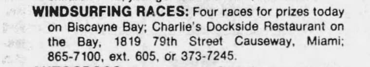 The Miami Herald 1986: Windsurfing Races