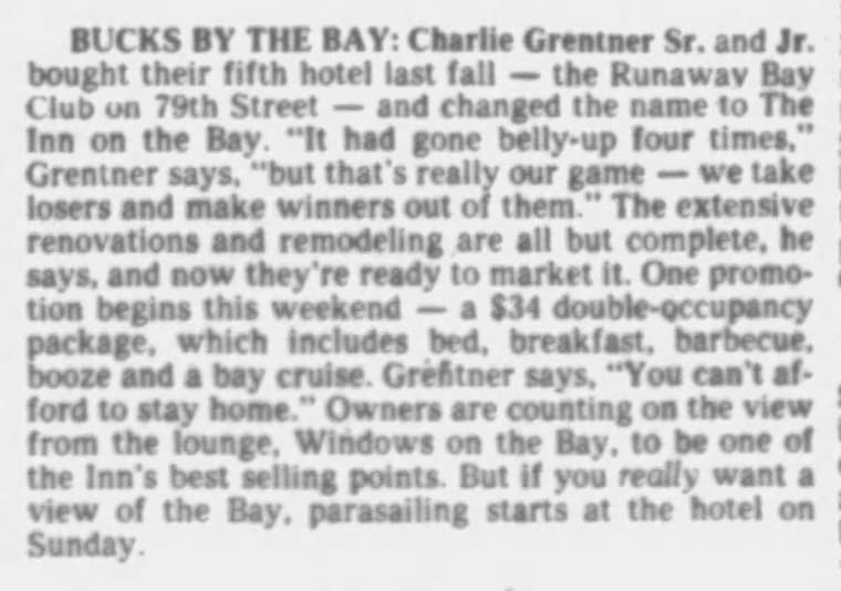 The Miami News 1985: Bucks By The Bay